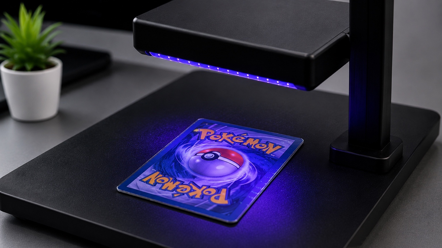 UV světlo kontrolující povrch Pokémon karty